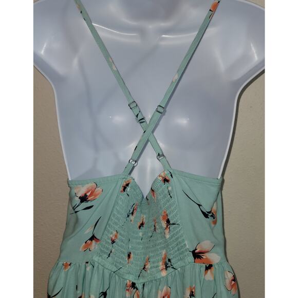SO Light Blue Floral Print Adjustable Spaghetti Straps Midi Dress Large Pull On - Picture 5 of 7